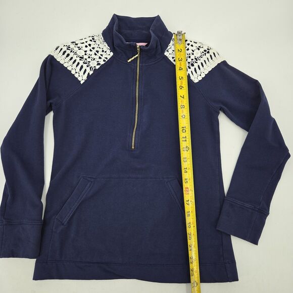 Lilly Pulitzer Skipper Popover Top Womens XS Faded Blue  Shabby Chic Crochet - Picture 4 of 8